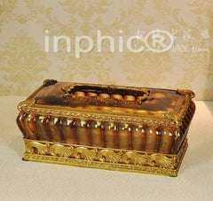 INPHIC-歐式琥珀色 宮廷樹脂裝飾紙巾盒 擺飾  桌上擺飾