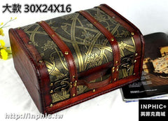INPHIC-歐式公主復古精美首飾雜物收納木盒仿古手拎箱古典包裝盒裝飾擺設-大款 30X24X16
