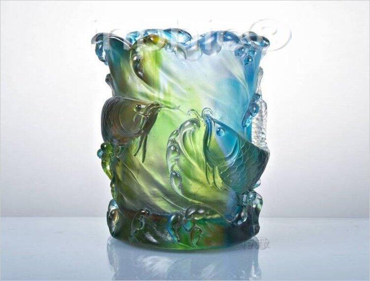 INPHIC-年年有餘金龍魚 琉璃筆筒創意時尚辦公室擺飾