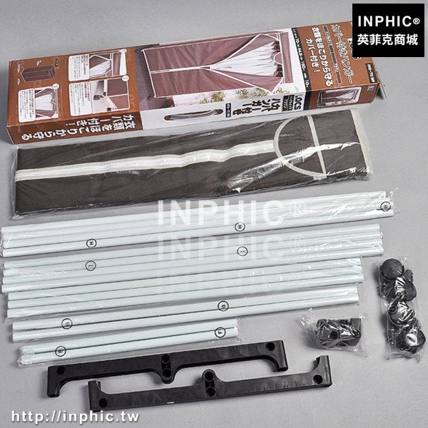 INPHIC-布藝摺疊組裝簡易衣櫃收納櫃整理衣櫥掛衣桿大學生宿舍神器儲物櫃-棕色