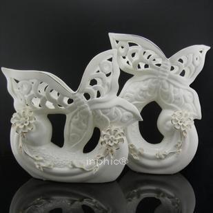 INPHIC-簡約現代陶瓷擺飾家居裝飾婚房佈置創意白瓷縷空蝴蝶擺設