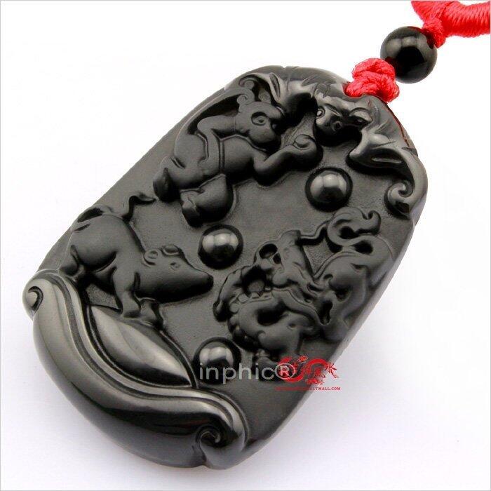 INPHIC-開光馬年十二生肖屬龍吉祥物申子合貴【磨砂黑曜】