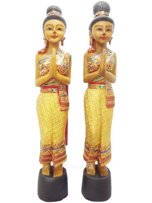 INPHIC-東南亞 家居飾品 泰國風格 泰式木雕 擺飾 工藝品 迎賓侍女1米個