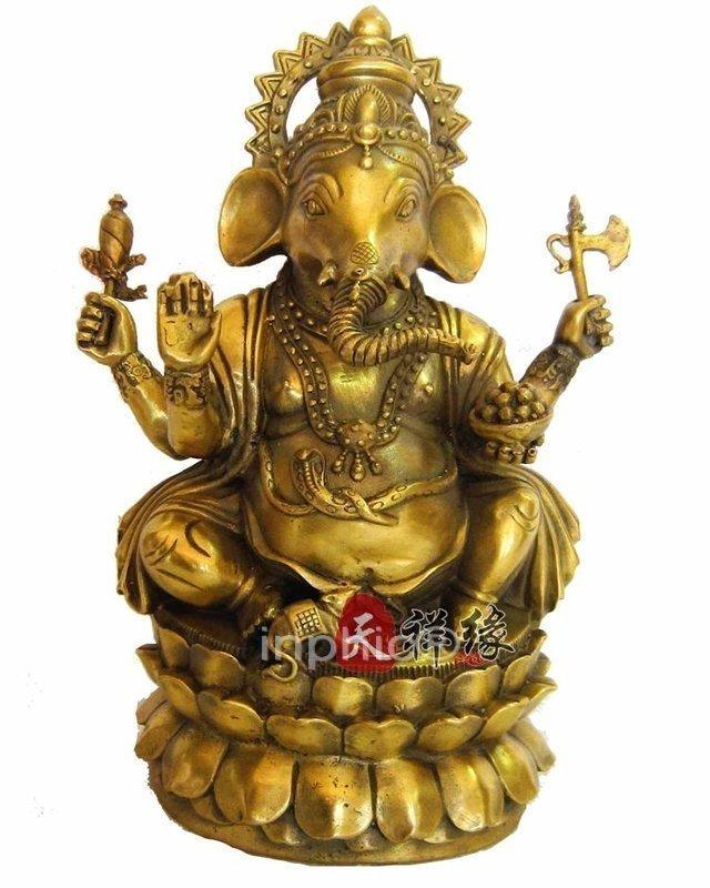 INPHIC-純銅象神銅象鼻神坐蓮花象神歡喜天智慧神天目象招財納福象鼻財神