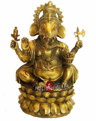 INPHIC-純銅象神銅象鼻神坐蓮花象神歡喜天智慧神天目象招財納福象鼻財神