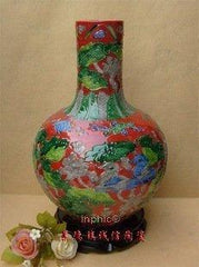 INPHIC-景德鎮瓷器工藝品 五彩雕刻藝術陶瓷 荷蓮鴛鴦 小天球瓶 送禮