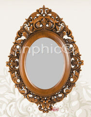 INPHIC-歐式古典花形鏡 浴室鏡 梳妝鏡 飯店賓館衛浴鏡化妝鏡 橢圓裝飾鏡