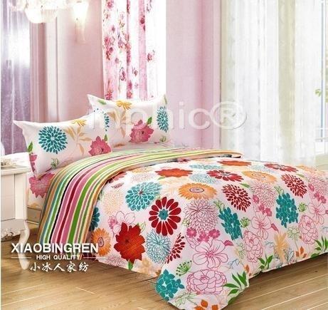 INPHIC-冰爽全棉斜紋印花四件套純棉公主床品田園床上用品夏花綻放