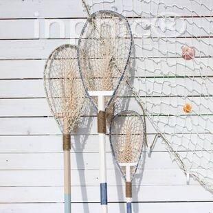 INPHIC-地中海風格 實木帶貝殼小網兜 魚兜 創意家居裝飾 擺設 拍攝道具