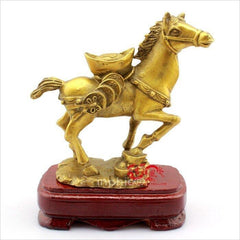 INPHIC-開運 開光寶馬雕鞍金卡擺件屬馬開運正宗吉祥物家居飾品工藝品(帶底座)