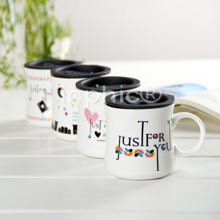 INPHIC-夜都市陶瓷杯 創意鑲鑽陶瓷杯 木蓋牛奶杯 早餐杯馬克杯