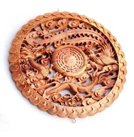 INPHIC-開光桃木龍鳳八卦鏡掛屏鎮宅旺家化解孤寡煞孤星位做工精湛