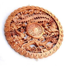 INPHIC-開光桃木龍鳳八卦鏡掛屏鎮宅旺家化解孤寡煞孤星位做工精湛