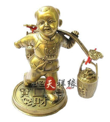INPHIC-銅挑財童子純銅童子招財風水裝飾品擺設客廳聚財五福童子擺件