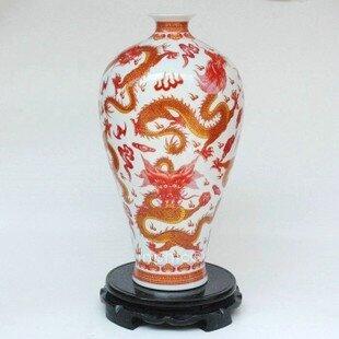 INPHIC-ZF-D608 景德鎮 粉彩 紅祥龍梅瓶陶瓷花瓶 工藝品 擺飾 商務送禮