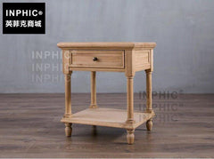 INPHIC-歐美式鄉村風橡木床頭櫃 簡約復古實木框架做舊置物架角櫃