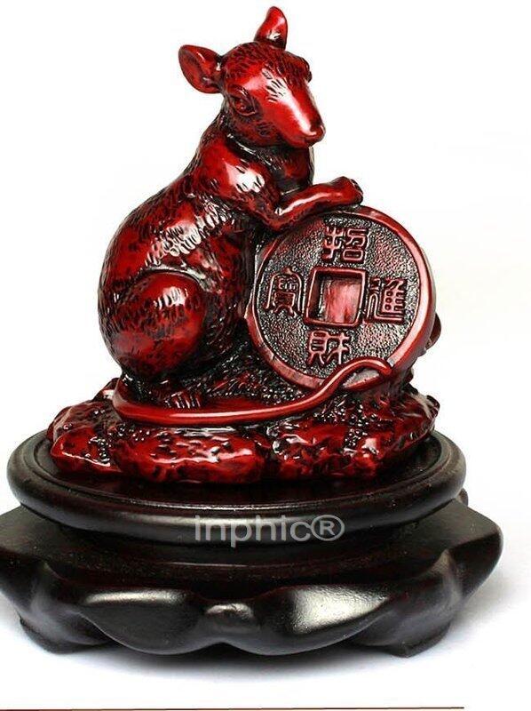 INPHIC-開運 開光福鼠迎春金卡擺件屬牛者甲午馬年化太歲招財避邪助運擺件(帶底座)