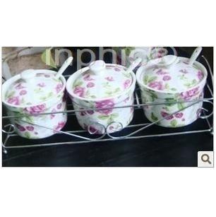 INPHIC-滿花調味罐款精品碎花 不鏽鋼架