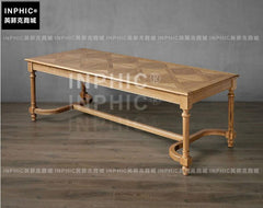 INPHIC-北歐復古西餐桌 美式鄉村簡約橡木拼花成套桌椅-A款