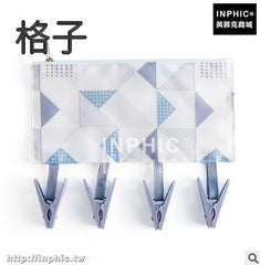 INPHIC-便攜可摺疊防風塑膠晾衣夾子旅行衣架多夾曬襪子褲夾收納化妝掛架-格子五入