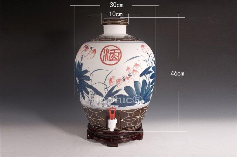INPHIC-景德鎮五十斤青花陶瓷酒瓶 50斤密封酒罈 空酒具 手繪蓮花天壇子