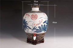 INPHIC-景德鎮五十斤青花陶瓷酒瓶 50斤密封酒罈 空酒具 手繪蓮花天壇子