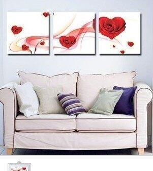 INPHIC-玫瑰花喜慶三聯畫掛畫現代客廳裝飾畫時尚無框畫壁畫