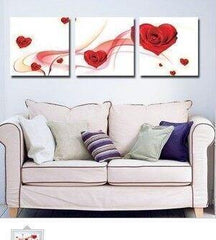 INPHIC-玫瑰花喜慶三聯畫掛畫現代客廳裝飾畫時尚無框畫壁畫