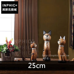 INPHIC-泰國擺飾東南亞客廳木質招財貓裝飾品工藝品貍貓桌面擺飾-25cm