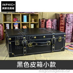 INPHIC-裝飾旅行復古收納箱做舊老式手提箱專賣店歐式-黑色皮箱小款