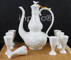 INPHIC-9件套浮雕梅花酒具套裝白瓷 小酒杯 高腳杯 酒具酒壺
