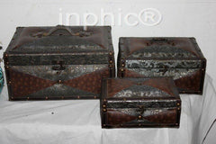 INPHIC-歐式古典風格家居裝飾品 皮革箱子 仿舊箱 古董箱 手提箱3件套