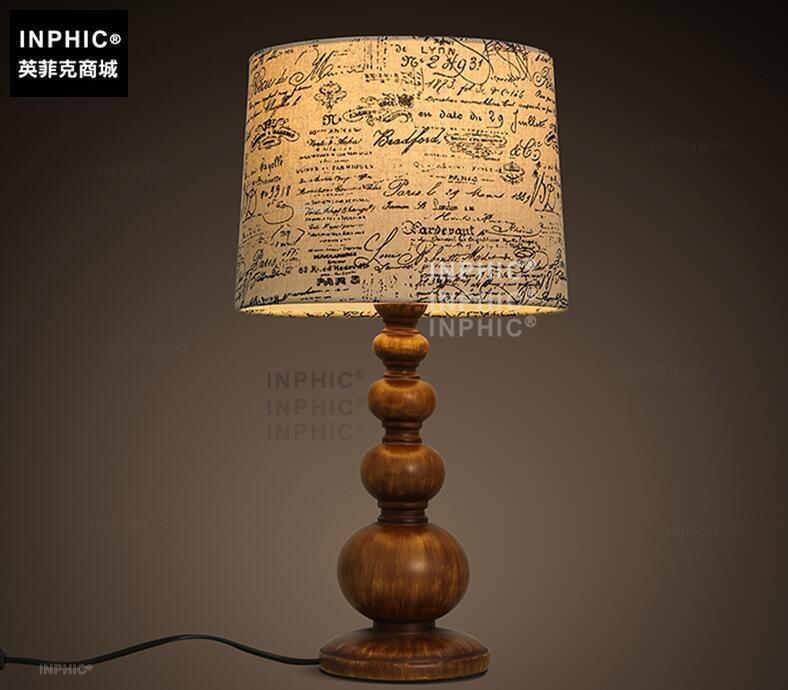 INPHIC-北歐美式鄉村臥室床頭書房實木復古布藝英倫風溫馨裝飾檯燈