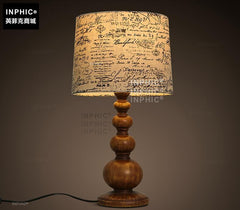 INPHIC-北歐美式鄉村臥室床頭書房實木復古布藝英倫風溫馨裝飾檯燈