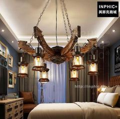INPHIC-美式實木咖啡廳酒店複古船錨吊燈吧臺酒吧工業風餐廳燈飾