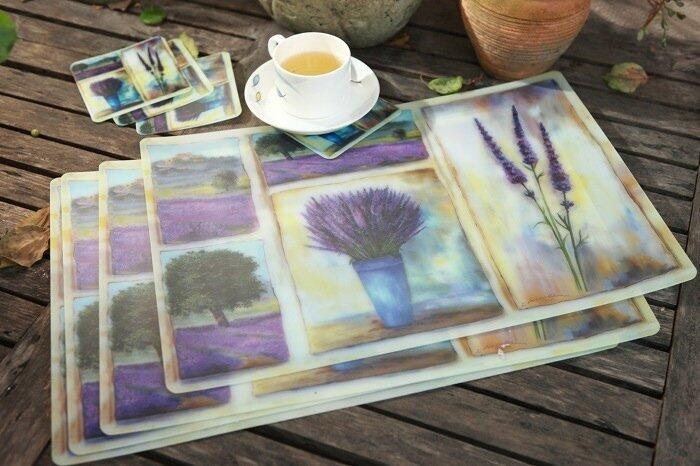 INPHIC-薰衣草pvc塑料餐墊隔熱墊杯墊套8件 地中海風北歐式簡約