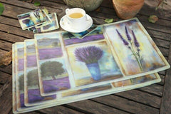 INPHIC-薰衣草pvc塑料餐墊隔熱墊杯墊套8件 地中海風北歐式簡約