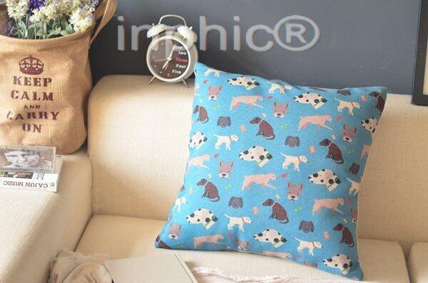 INPHIC-可愛小狗 亞麻 抱枕 靠墊 45cm x 45cm