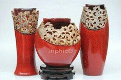 INPHIC-歐式陶藝三件套擺飾花瓶 全手工雕刻 現代裝飾工藝品花瓶