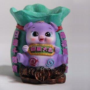 INPHIC-宗教 筆筒 樹脂工藝品 可愛豬寶寶 辦公室擺飾 開運大吉