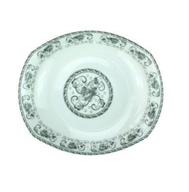 INPHIC-陶瓷餐盤釉中彩花之韻9英吋船形盤菜盤方形盤子5個裝