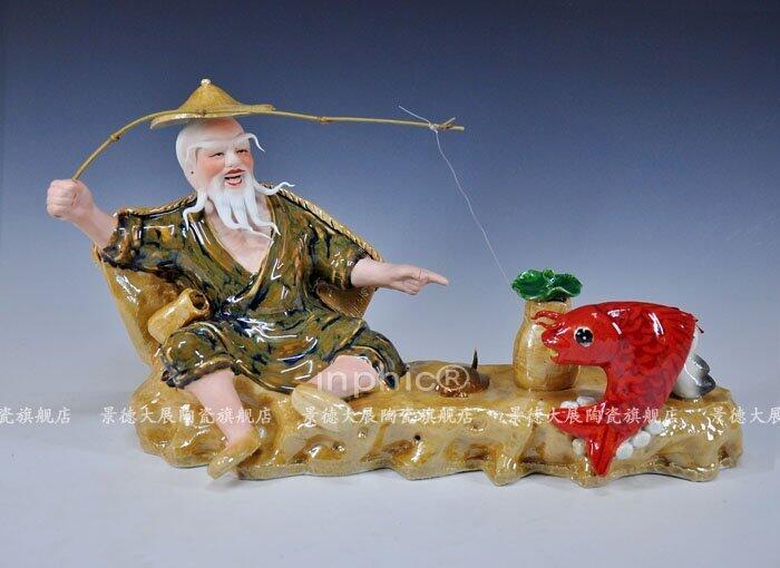 INPHIC-雕塑藝術品擺飾 薑太公釣魚 工藝品家居擺設品 景德鎮陶瓷器