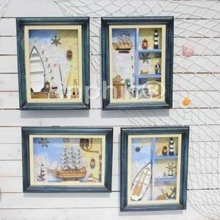 INPHIC-大型地中海風壁掛 裝飾框 海洋裝飾畫 立體牆飾 地中海風裝飾