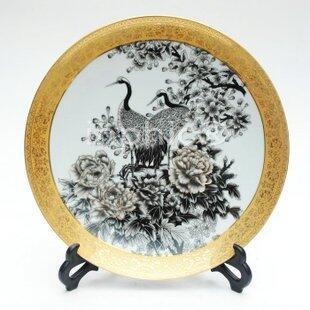 INPHIC-景德鎮陶瓷盤 雕金裝飾盤 粉彩盤 掛盤 松鶴牡丹 擺設