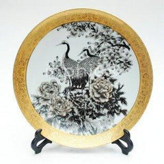 INPHIC-景德鎮陶瓷盤 雕金裝飾盤 粉彩盤 掛盤 松鶴牡丹 擺設