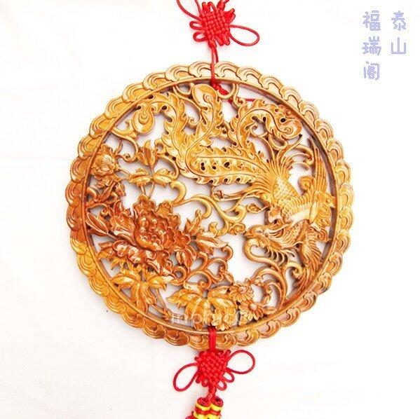 INPHIC-鳳戲牡丹 富貴吉祥 開光桃木掛件 木質 木雕掛件