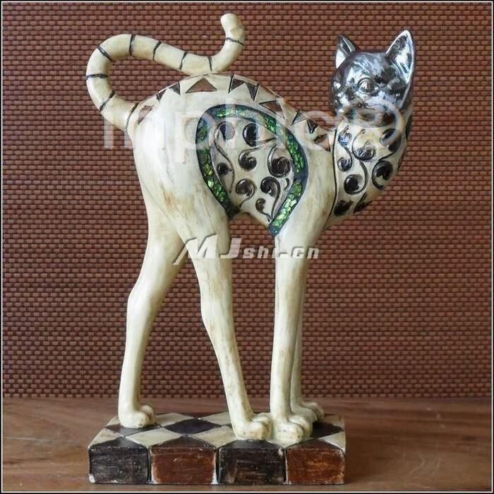 INPHIC-歐式客廳裝飾擺飾傢俱飾品泰國田園家居抽象骨雕貓