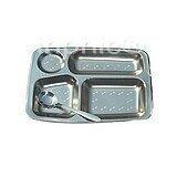 INPHIC-不鏽鋼快餐盤 餐具 學校食堂快餐盤 打飯盤 小四格快餐盤