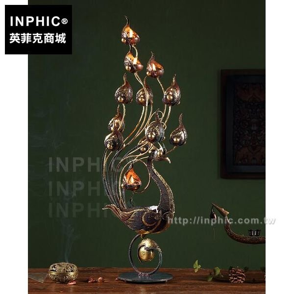 INPHIC-鐵藝鳳凰燭臺做舊擺飾泰國東南亞工藝裝飾品會所