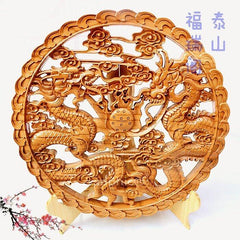 INPHIC-雙龍戲珠 開光桃木看盤 擺件 家居擺飾 隔斷裝飾 避邪 化煞